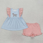 GSSO1563  baby girl clothes embroidery dog toddler girl summer outfit