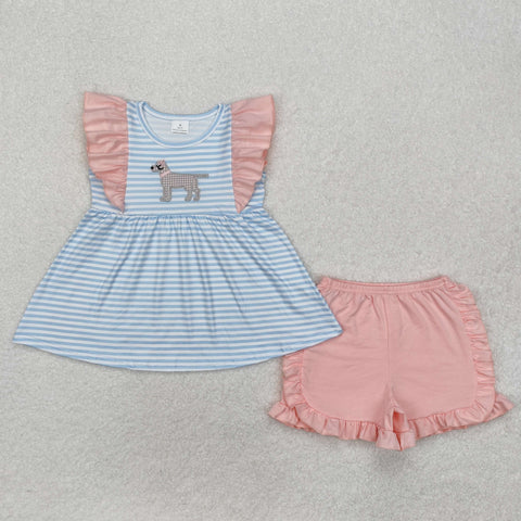 GSSO1563  baby girl clothes embroidery dog toddler girl summer outfit