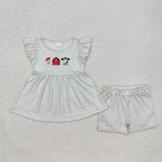 GSSO1564   baby  girl clothes embroidery farm life toddler girl summer outfit