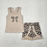 GSSO1603   baby  girl clothes embroidery  leopard print  toddler girl summer outfit