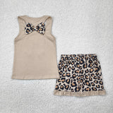 GSSO1603   baby  girl clothes embroidery  leopard print  toddler girl summer outfit