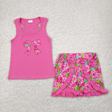 girl clothes bow embroidery toddler girl summer shorts set