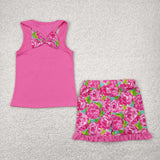 girl clothes bow embroidery toddler girl summer shorts set