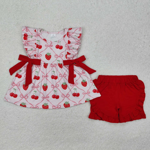 GSSO1640   baby girl clothes strawberry girl summer outfit