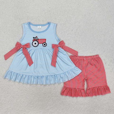 GSSO1728   baby girl clothes embroidery truck toddler girl summer outfit