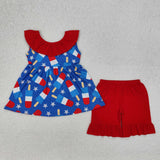 GSSO1765  baby girl clothes popsicles toddler girl 4th of July patriotic summer outfit