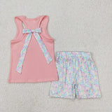 GSSO1783 baby girl clothes pink leopard print  toddler girl summer outfit
