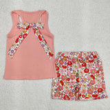 GSSO1793   baby girl clothes pink floral toddler girl summer outfit