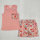 GSSO1793   baby girl clothes pink floral toddler girl summer outfit