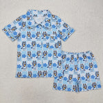 GSSO1803  adult pajamas cartoon dog adult women summer pajamas set