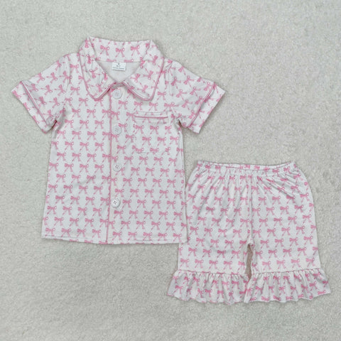 GSSO1820   baby girl clothes pink bows toddler girl summer outfit