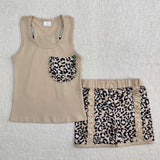 GSSO1979   baby girl clothes leopard print toddler girl  summer outfit