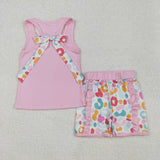GSSO1981   baby girl clothes pink leopard print toddler girl  summer outfit
