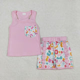 GSSO1981   baby girl clothes pink leopard print toddler girl  summer outfit
