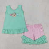 RTS kids clothes dog embroidery kids summer matching clothes
