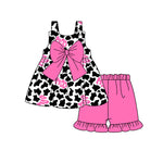 GSSO1988 pre-order baby girl clothes cow pattern toddler girl  summer outfit-2025.1.30