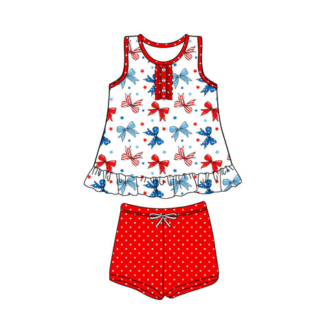 GSSO1991 pre-order baby girl clothes bows toddler girl 4th of July Patriotic summer outfit-2025.1.30