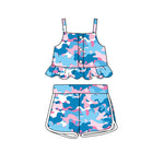 GSSO2065 pre-order baby girl clothes blue camo toddler girl summer outfit-2025.2.7