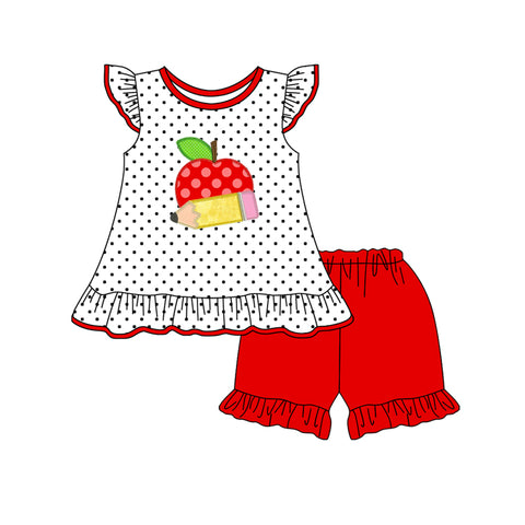 GSSO2071 pre-order baby girl clothes apple  toddler girl back to school summer outfit-2025.2.8