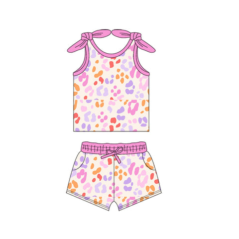 GSSO2081 pre-order baby girl clothes pink leopard print toddler girl summer outfit-2025.2.10