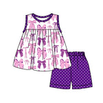 GSSO2105 pre-order baby girl clothes purple bows toddler girl summer outfit-2025.2.13