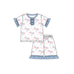 GSSO2113 pre-order baby girl clothes flag toddler girl 4th of July Patriotic summer pajamas outfit-2025.2.13