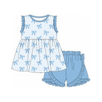 GSSO2120 pre-order baby girl clothes blue bows toddler girl summer outfit-2025.2.14