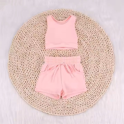 GSSO2129 pre-order baby girl clothes pink toddler girl yoga summer outfit-2025.2.27