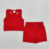 GSSO2131  baby girl clothes red toddler girl yoga summer outfit