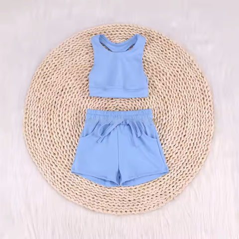 GSSO2132 pre-order baby girl clothes blue toddler girl yoga summer outfit-2025.2.27