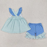 GSSO2148   toddler girl clothes embroidery fish girl summer set