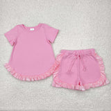 RTS girl clothes girl summer set cotton colorful summer shorts set
