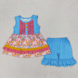 GSSO2199   toddler girl clothes butterfly girl summer set
