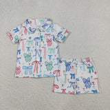 RTS toddler clothes matching bows print clothing  mommy kids 4th of July clothes-2025.11.11