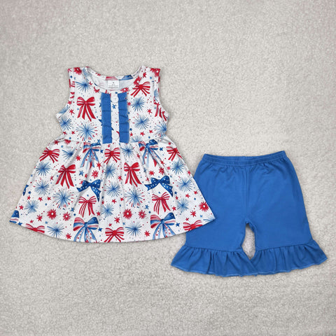 GSSO2346   baby girl clothes bows toddler girl 4th of July patriotic summer outfit