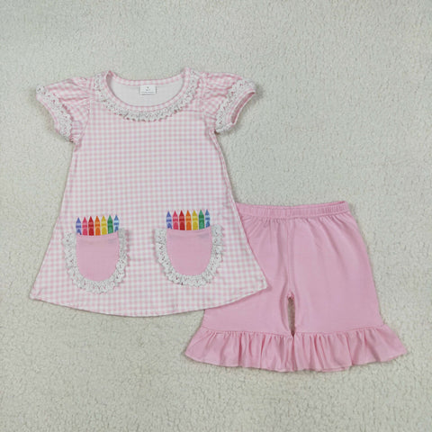 GSSO2388  baby girl clothes crayon toddler girl back to school day summer outfit