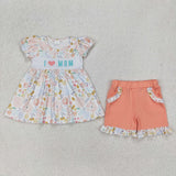 RTS kids matching clothing fathers clothing I love dad embroidery summer clothing