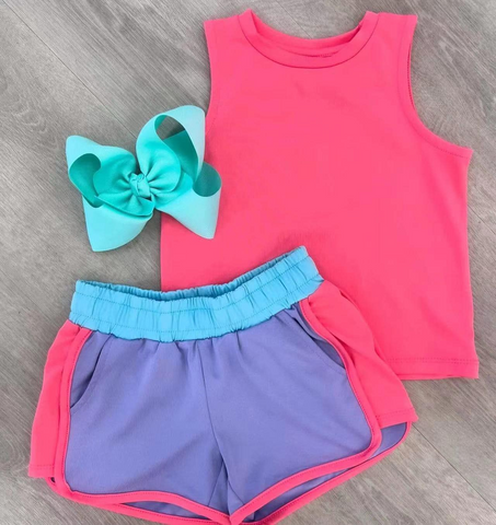 GSSO2418 pre-order baby girl clothes pink toddler girl yoga summer outfit-2025.3.31