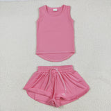 GSSO2501   baby girl clothes pink toddler girl summer outfit yoga clothes