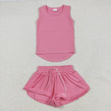 RTS toddler clothes matching clothing solid color set kids summer yoga clothing