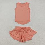 GSSO2502   baby girl clothes orange toddler girl summer outfit yoga clothes