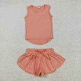 GSSO2502   baby girl clothes orange toddler girl summer outfit yoga clothes