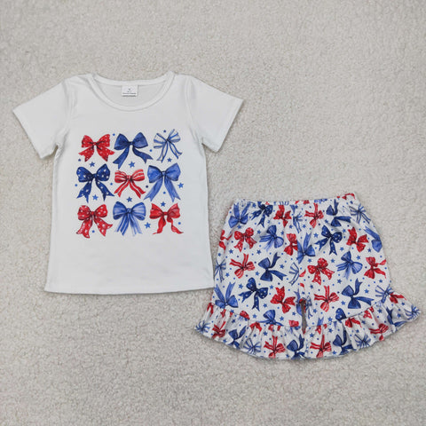 GSSO2512  baby girl clothes bows toddler girl 4th of July Patriotic summer outfit