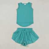 RTS toddler clothes matching clothing solid color set kids summer yoga clothing