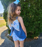 GSSO2632 pre-order toddler girl clothes blue bows girl summer set-2025.5.25