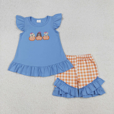 GSSO2700   baby girl clothes embroidery pubby pumpkin toddler girl halloween summer outfit
