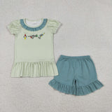 RTS kids matching clothing embroidery fishing print clothing baby summer clothing-2026.1.6