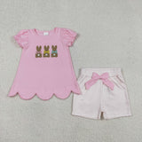 RTS kids matching clothing embroidery bunny print clothing girl easter summer clothing-2026.1.21