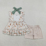 GSSO2980  baby girl clothes rabbit print toddler girl summer outfit