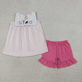 GSSO3019 pre-order baby girl clothes embroidery cross print toddler girl easter summer outfit